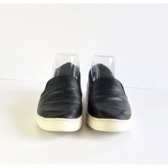 BIRDIES The Swift Black Leather Slip On Sneakers Sz 6.5 Flat White Soles - Picture 6 of 15